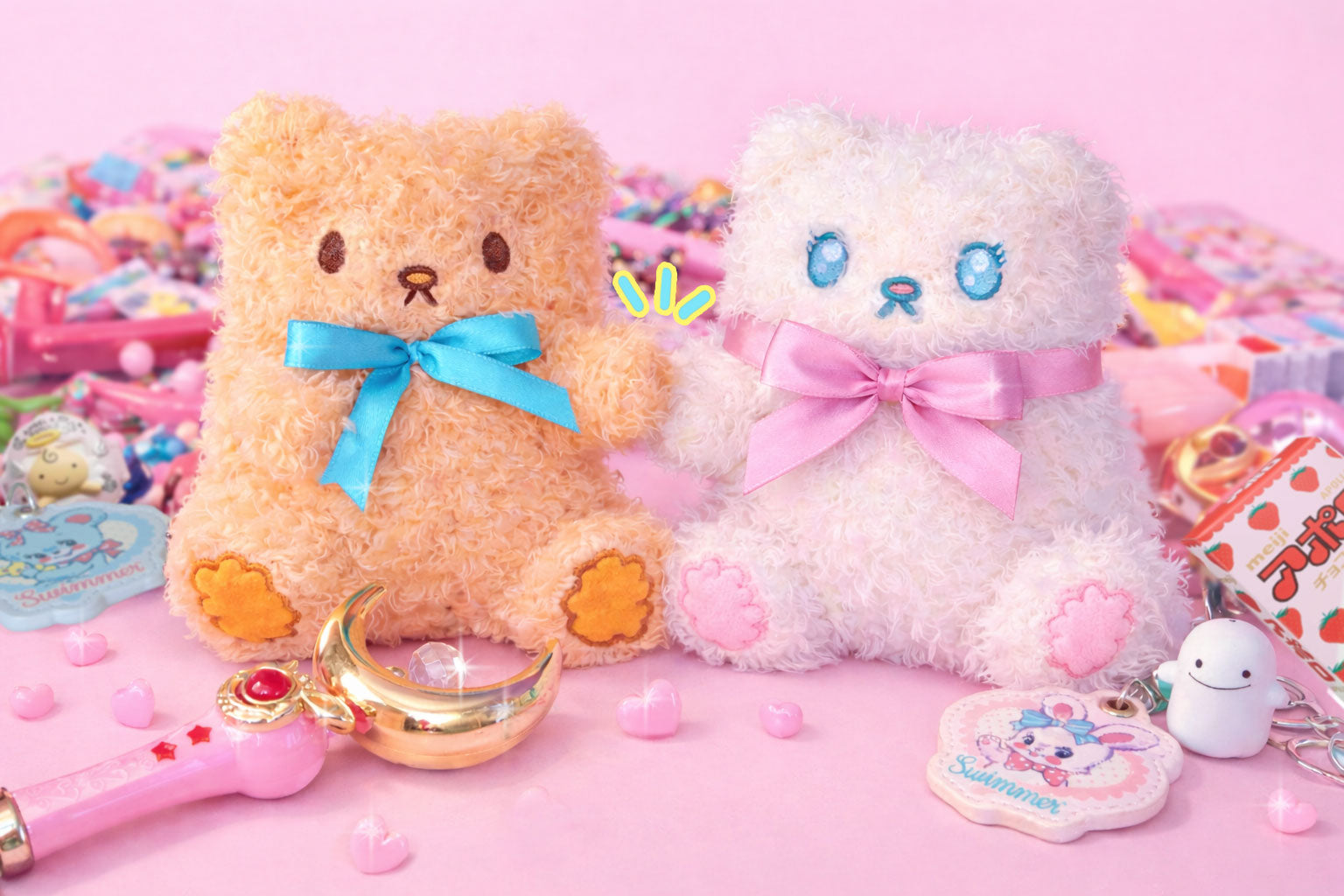 Osito & Clover Hand Holding Plush Keychain *PREORDER* - Glitter Bones Boutique