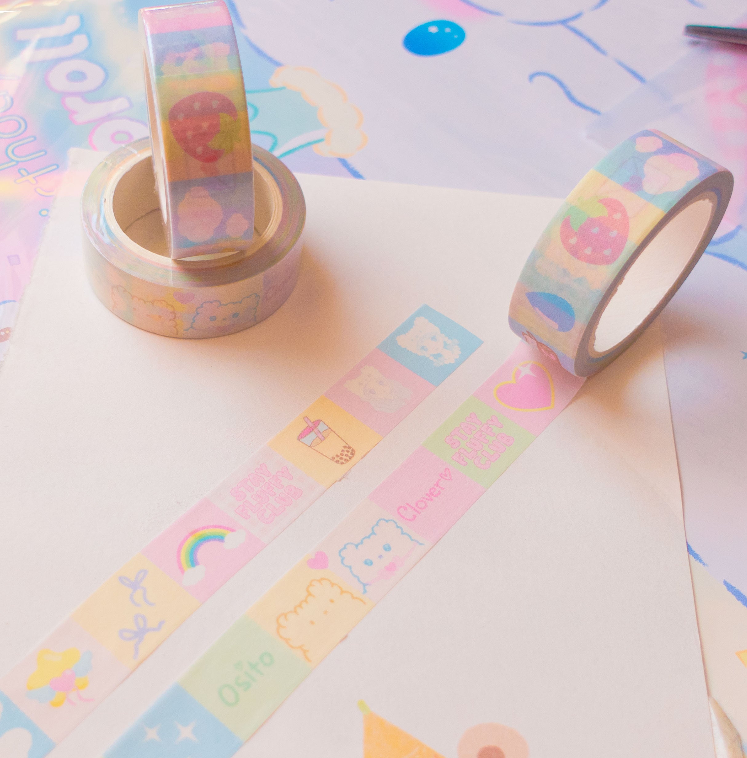 Kawaii Quilt Stay Fluffy Club Washi Tape - Glitter Bones Boutique