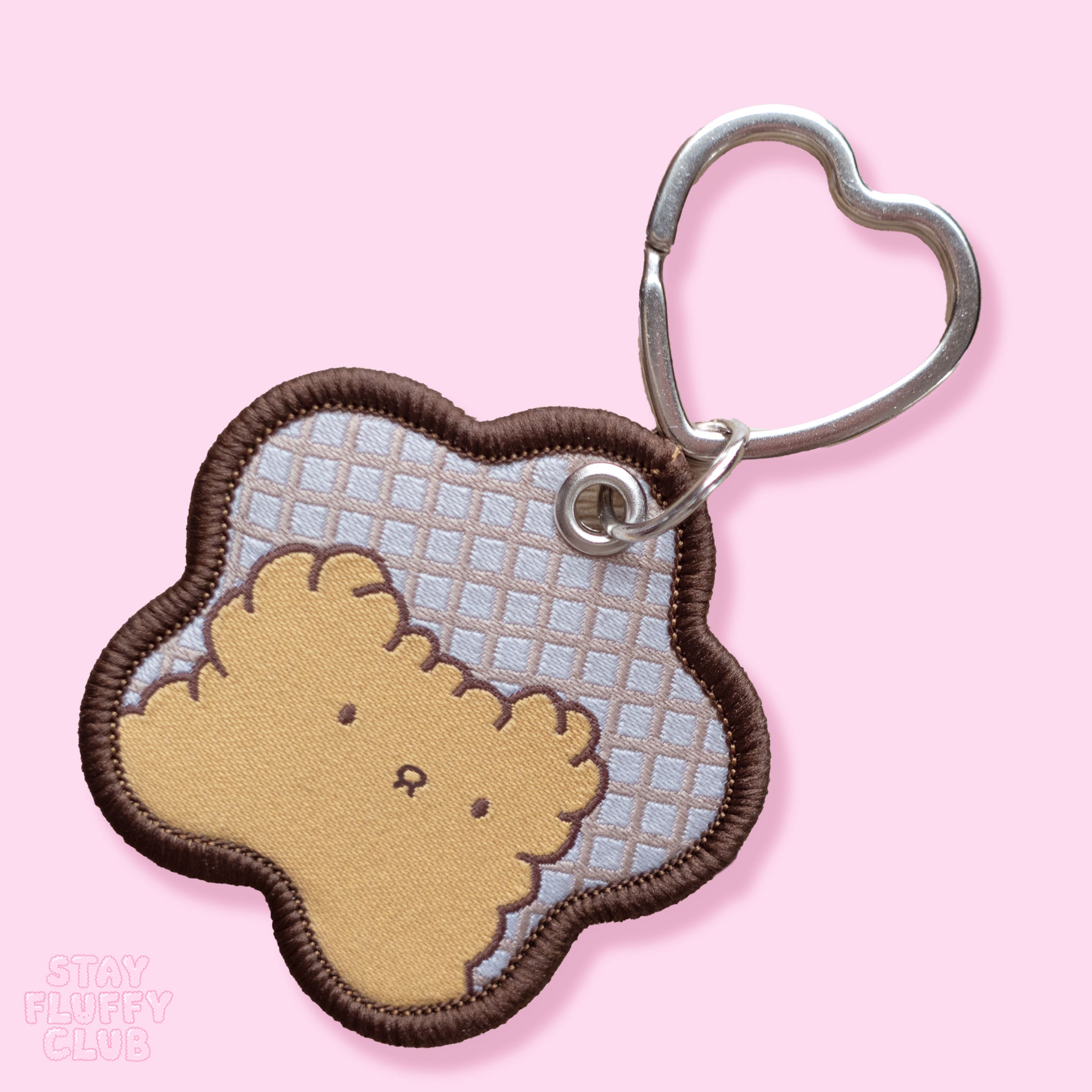 Osito Brown Gingham Embroidered Keychain - Glitter Bones Boutique