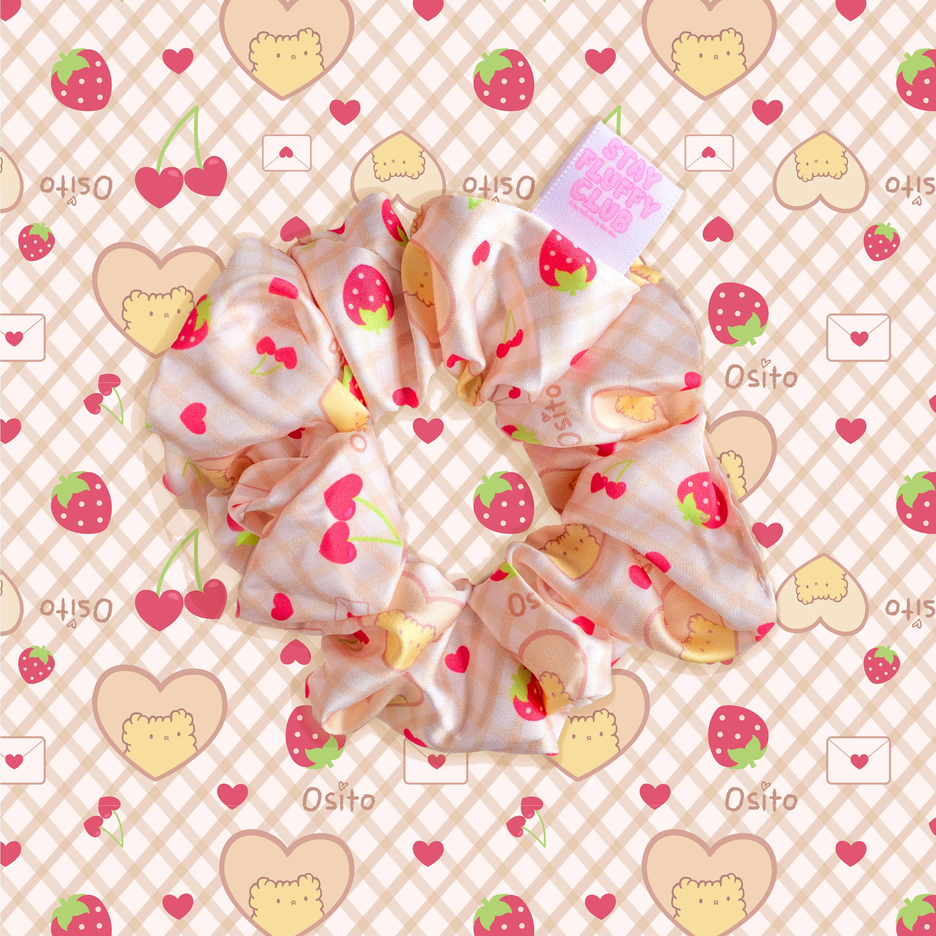 Osito Tan Gingham Scrunchie