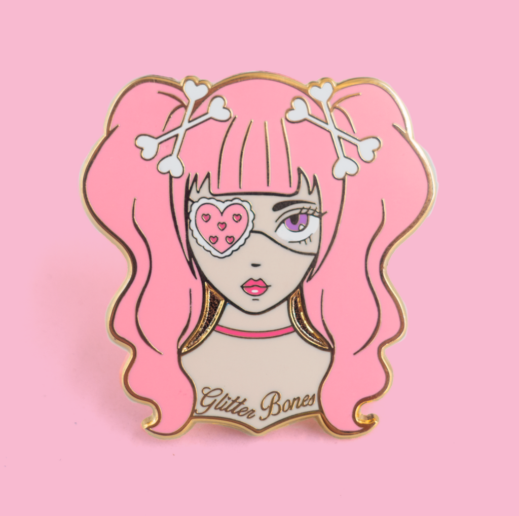 Glitter Bones Girl Enamel Pin