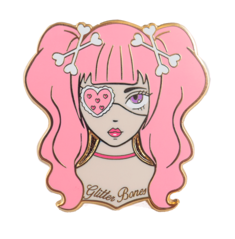 Glitter Bones Girl Enamel Pin - Glitter Bones Boutique