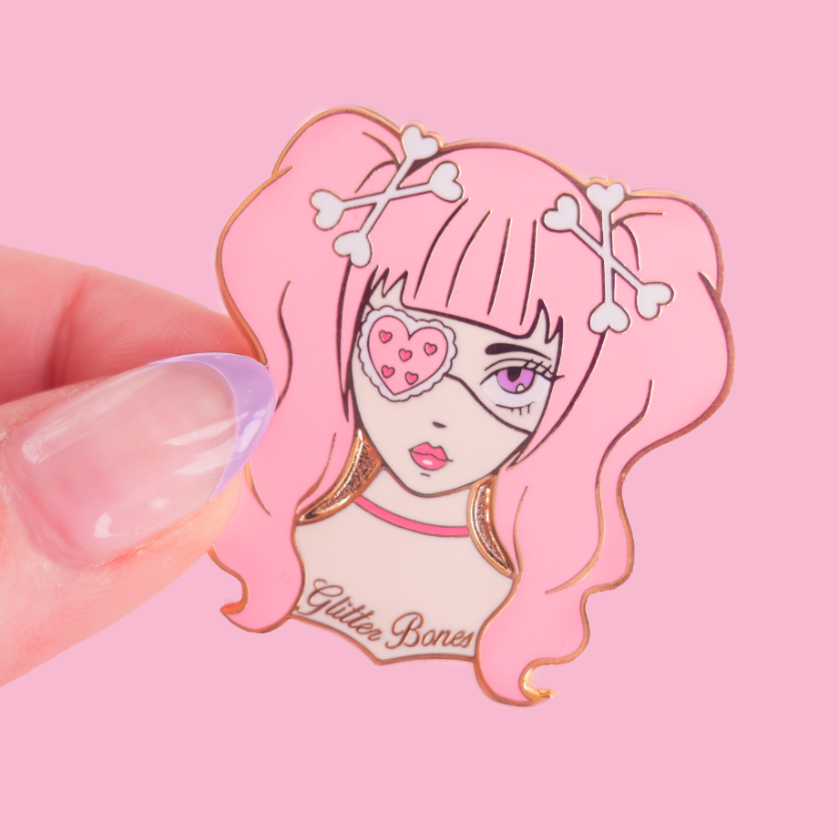 Glitter Bones Girl Enamel Pin