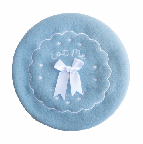 Eat Me Biscuit Beret Powder Blue - Glitter Bones Boutique