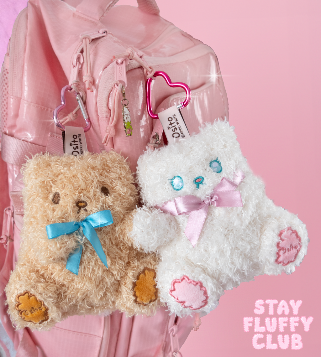 Osito & Clover Hand Holding Plush Keychain *PREORDER* - Glitter Bones Boutique