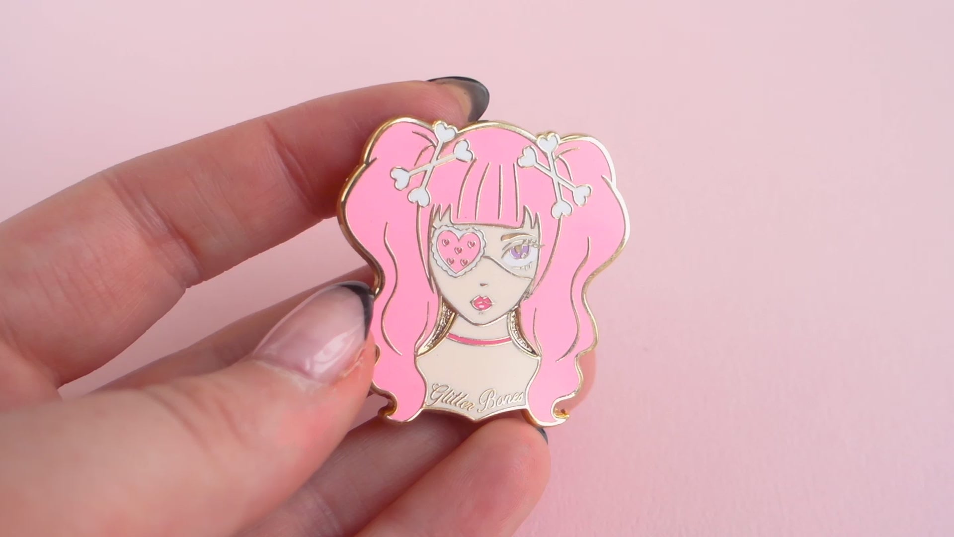 Glitter Bones Girl Enamel Pin
