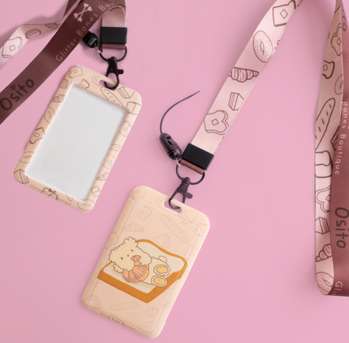 Cafe Osito Bread Lover Lanyard and ID Card Case - Glitter Bones Boutique