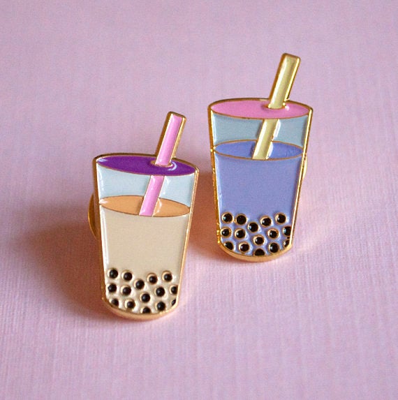 Bubble Tea Boba Enamel Pin - Glitter Bones Boutique