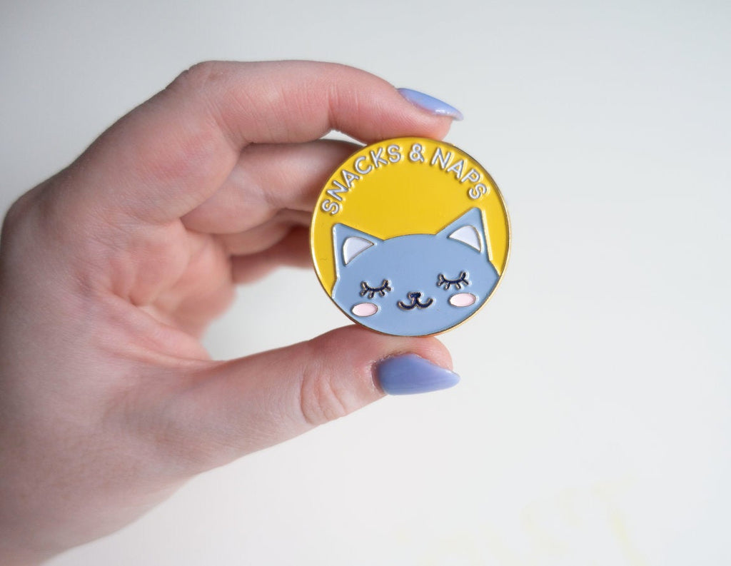 Snacks & Naps Cat Pin - Glitter Bones Boutique