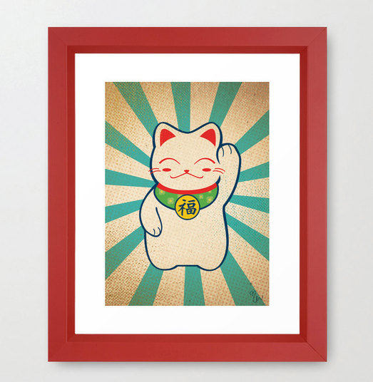 Lucky Cat Art Print - Glitter Bones Boutique